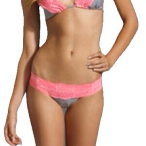 ✨Beach Bunny Lady Lace Bikini Bottom Bright Pink Lace Black/White Stripe Size M